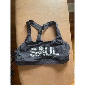 Lululemon SoulCycle Energy Bra Black Camo Skull Crossbones Logo Size 12